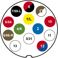 13-polet tilhengerkontakt